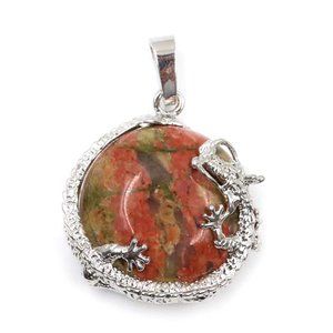 Unakite Dragon Pendant, Natural Stone, NWOT, 3.4cmx2.3cm (1 3/8" x 7/8")